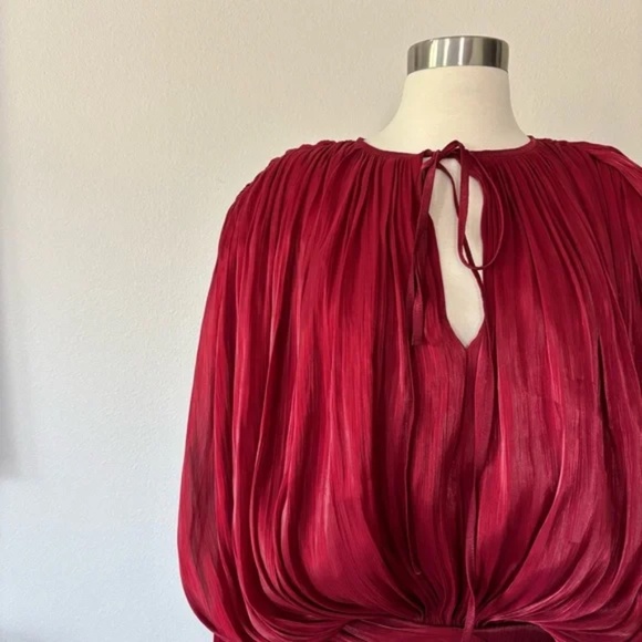 Miss Rosier NWT Eugenie Red Fully Pleated Ruffled Mini Dress Small S - Picture 2 of 12